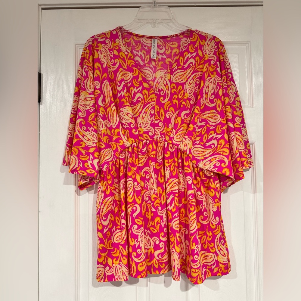 EUC Orange and Pink Paisley Dear Scarlett Top Medium